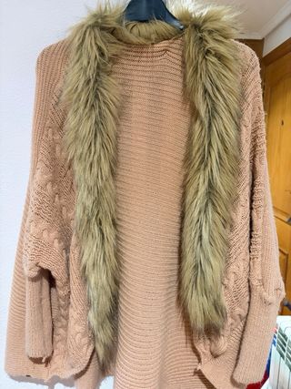 Chaqueta rosa empolvado con pelo