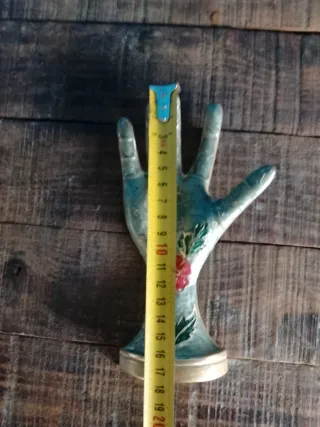 Mano Vintage Latón y Esmalte Cloisonné 18cm