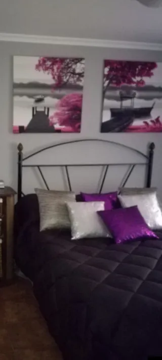 Testiera in ferro battuto e ferro per letto 1,35 m Nero