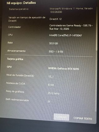 PC Gaming RTX 5070 14700KF ASUS
