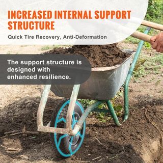 Rueda de Neumático Sólido PU Run-Flat, 25.4 cm, Paquete de 2, 81.6 kg de Carga Dinámica, 99.8 kg de Carga Estática, Neumáticos y Ruedas Tubeless Sin Pinchazos para Carretilla, Carro de Utilidad, D...