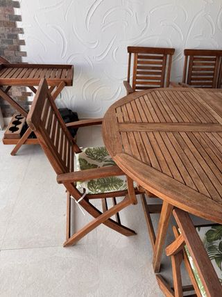 Mesa y 6 sillas de jardín teka