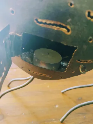 Figurilla gato madera + Portavelas de gato metal