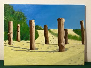 Médano en Cariló. Cuadro Óleo Lienzo Paisaje Playa