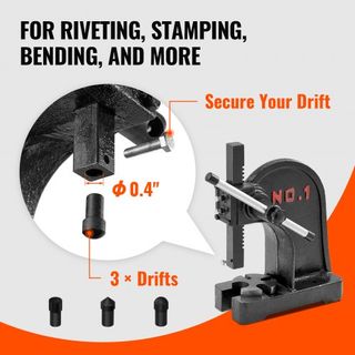 Prensa Arbor, Prensa Arbor Manual de 1 Tonelada, Altura Máxima de 15 cm, Prensa Arbor Manual de Escritorio de Hierro Fundido de Alta Resistencia, Prensa Manual de Precisión para Estampado, Doblado...