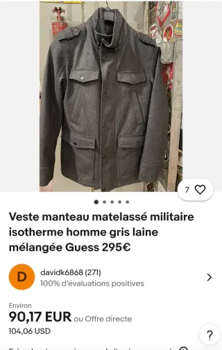 Chaqueta tipo abrigo acolchado militar para hombre