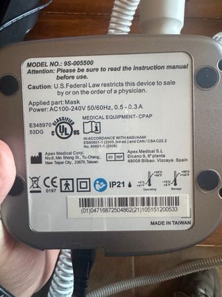 Máquina Apnea CPAP APEX XT Fit Nueva