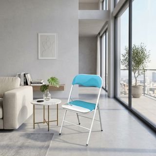 Sedia Pieghevole Salvaspazio Bicolor Acciaio BLU