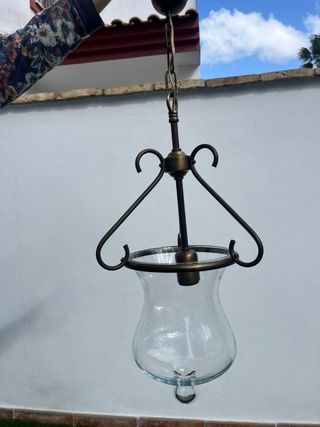 Lámpara de cristal y metal( estilo chupete)