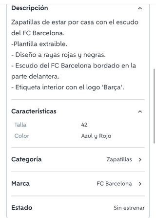 Zapatillas FC Barcelona Marpen Talla 42