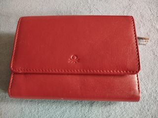 Portafoglio Benetton vera pelle rosso
