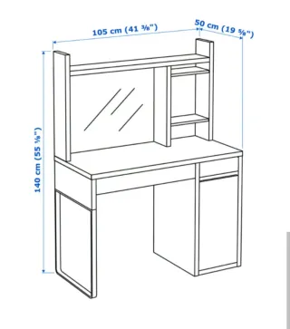 Escritorio Ikea Negro con Estantería