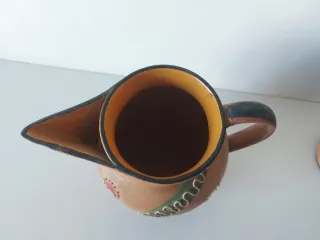 Brocca e 4 Bicchieri Ceramica Decorati