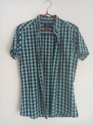 Camisa cuadros manga corta