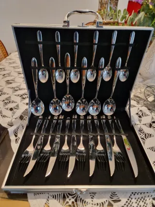 Set posate acciaio in valigia