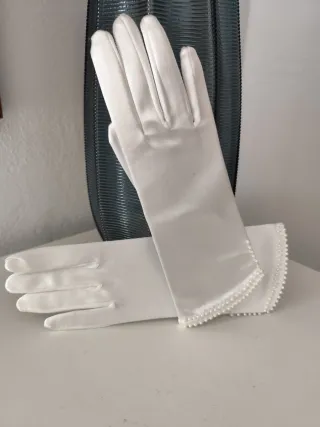 Guantes de seda marfil