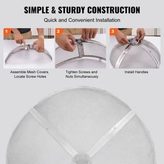 Pantalla de Chispas para Fogata Redonda de 40", Tapa de Metal de Acero Reforzado de Alta Resistencia, Tapa para Fogatas al Aire Libre, Cubiertas de Pantalla Superior de Fácil Apertura con Mango en...