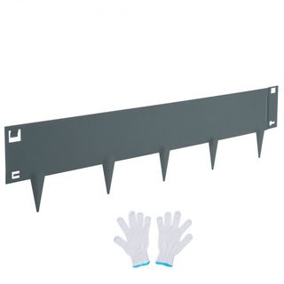 Borde de Paisaje de Acero, Paquete de 5 Bordes de Jardín de Acero, Tiras de 39" L x 5" H, Borde de Clavo, Borde de Paisaje de Metal Flexible para Jardín, Césped, Altura de Clavo de 3.15", Gris Oscuro
