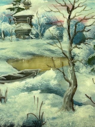 Scatola russa Fedoskino con madreperla