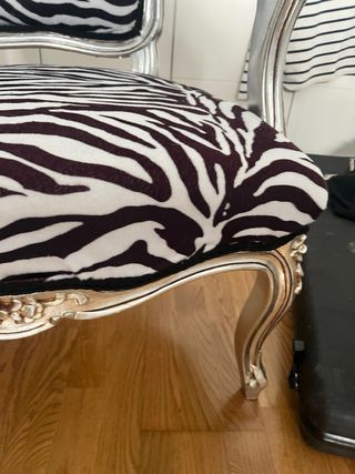 Butaca Barroca Tapizado Cebra Plata