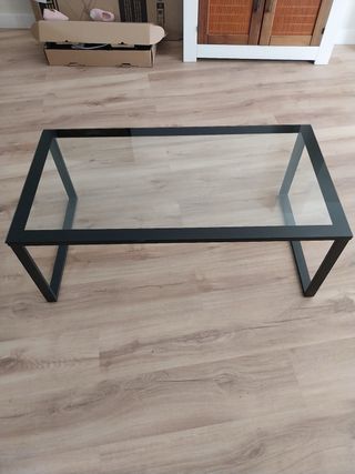 Mesa de centro cristal y metal