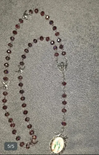 Rosario Virgen Milagrosa Morado y Plateado
