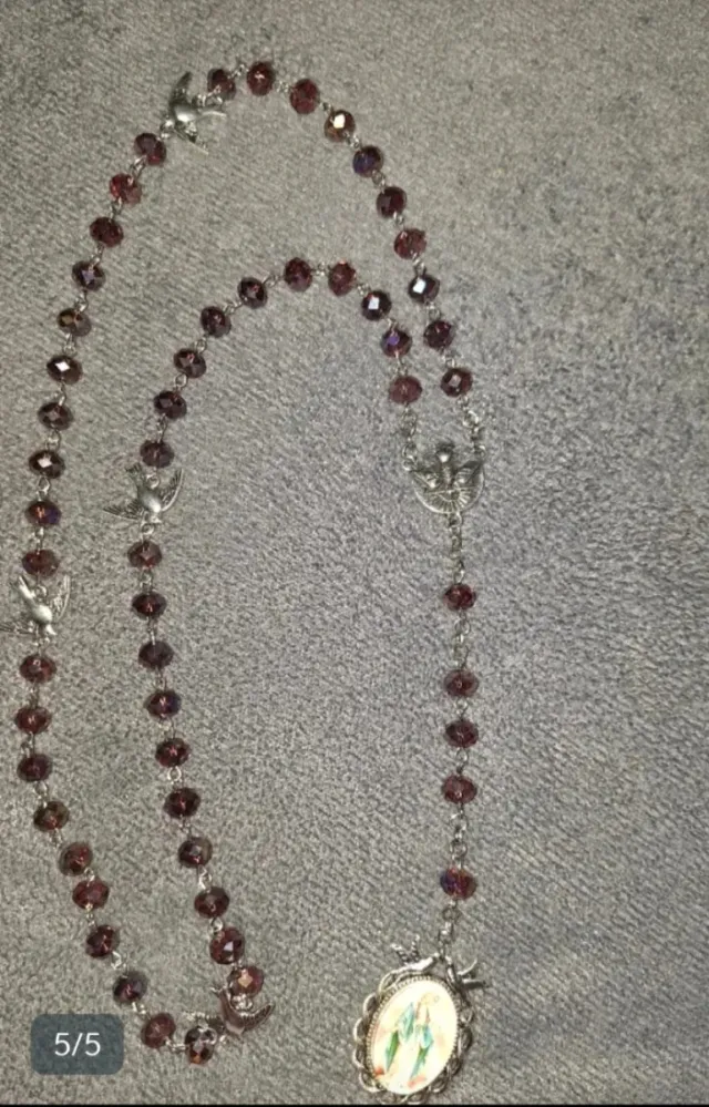 Rosario Virgen Milagrosa Morado y Plateado