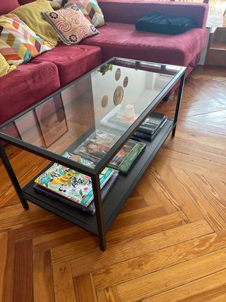 Mesa de centro cristal y metal