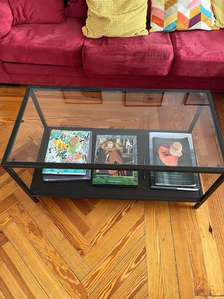 Mesa de centro cristal y metal