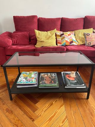 Mesa de centro cristal y metal