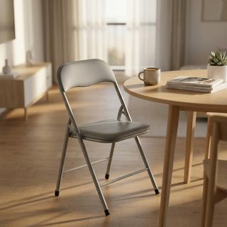 Sedia Pieghevole Salvaspazio Acciaio Opaca Grigia
