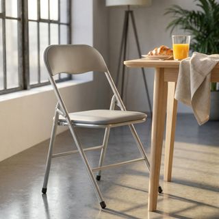 Sedia Pieghevole Salvaspazio Acciaio Opaca Grigia
