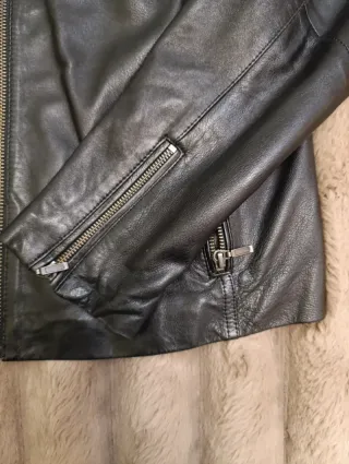 Chaqueta Biker Piel Negra Clásica