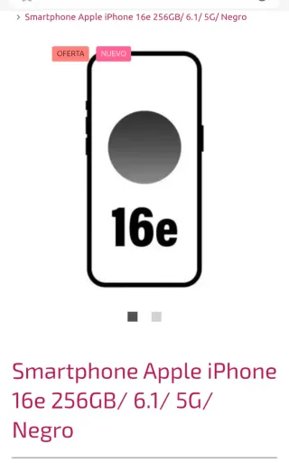 iPhone 16e 256GB Negro 6.1 5G