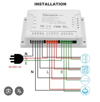 Sonoff 4CH Interruptor WiFi 4 Canales eWelink