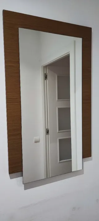 Espejo recibidor madera y cristal