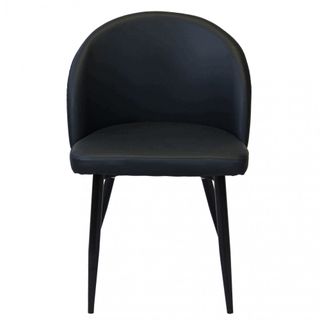 Poltrona Pranzo Imbottita Ecopelle e Metallo Nera
