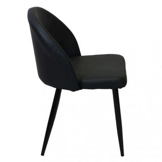 Poltrona Pranzo Imbottita Ecopelle e Metallo Nera