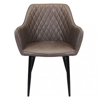 Sedia Pranzo Imbottita Ecopelle e Metallo Marrone