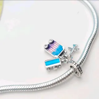 Charm argento 925 valigia fotocamera aereo viaggio