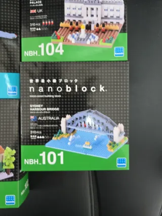 Lote 4 Nanoblocks: Avión, Palacio, Tranvía, Puente