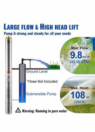 Bomba Sumergible VEVOR Pozo Profundo 1500W