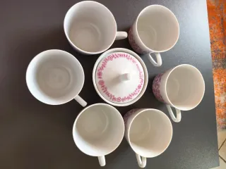 Set 6 Tazze da tè vintage con zuccheriera