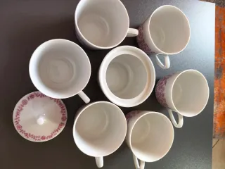 Set 6 Tazze da tè vintage con zuccheriera