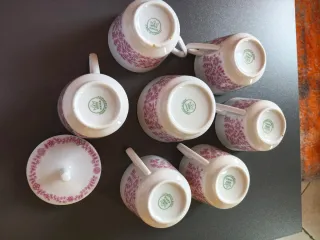 Set 6 Tazze da tè vintage con zuccheriera