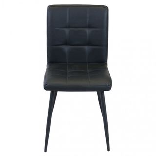 Sedia da Pranzo Imbottita Ecopelle e Metallo Nero
