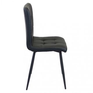 Sedia da Pranzo Imbottita Ecopelle e Metallo Nero