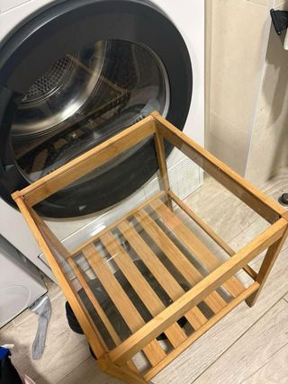 Mesa auxiliar madera y cristal