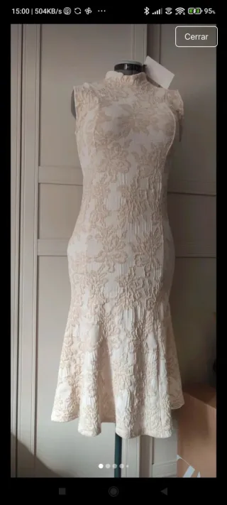 Vestido midi Zara beige L nuevo con etiquetas