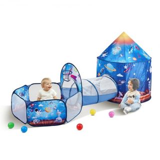 Tienda de Juego 3 en 1 para Niños con Túnel para Niños, Niñas, Bebés y Niños Pequeños, Casa de Juego Plegable para Interior/Exterior con Bolsa de Transporte y Correas de Sujeción Regalos de Cumple...
